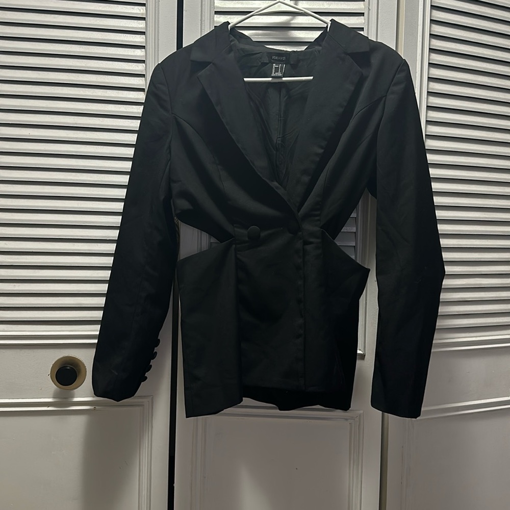 Black, Forever 21, S, button jacket